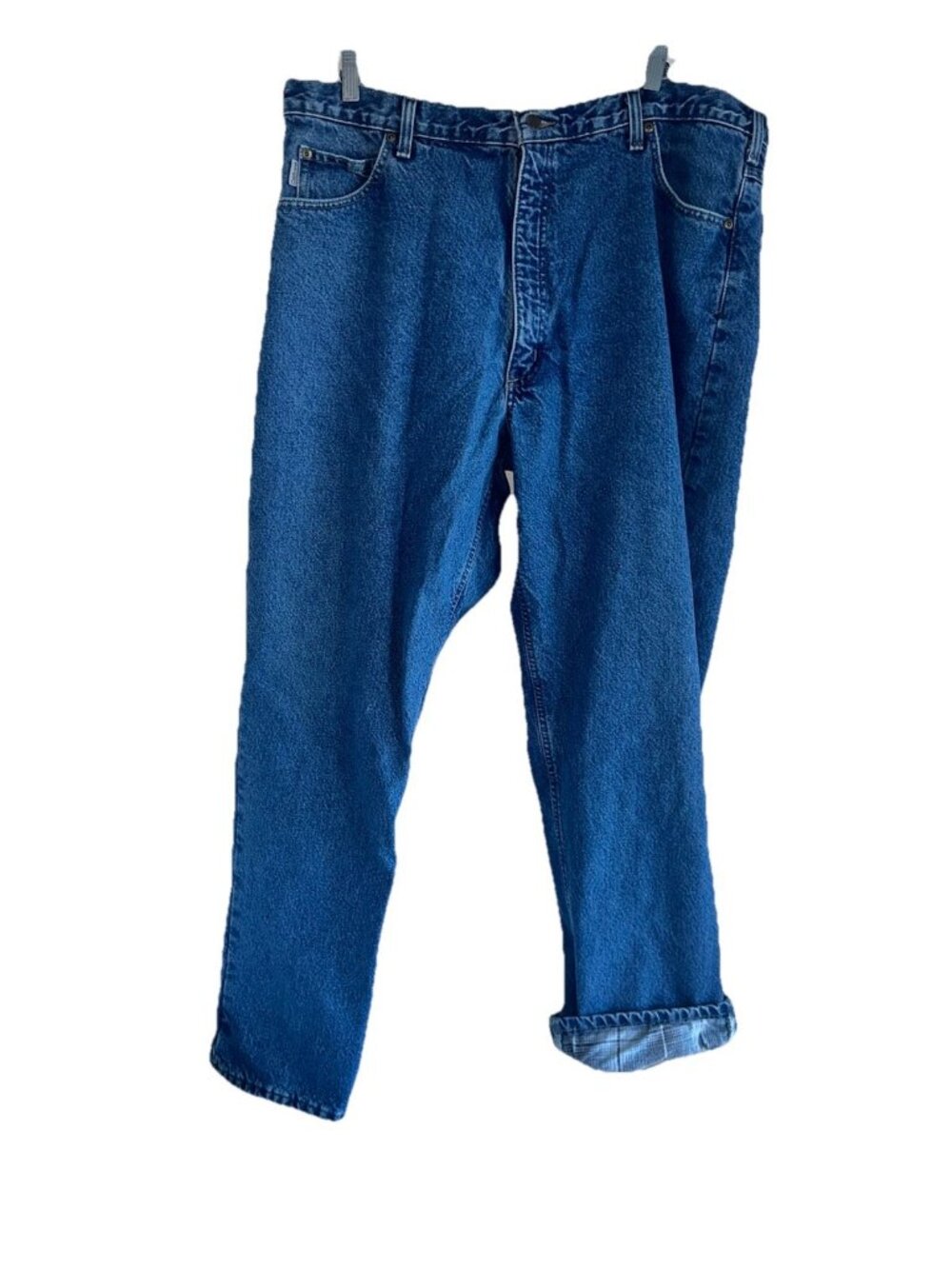 Carhartt Jeans Mens 42x32 Relaxed Fit Straight Leg Flannel Lined Medium Wash